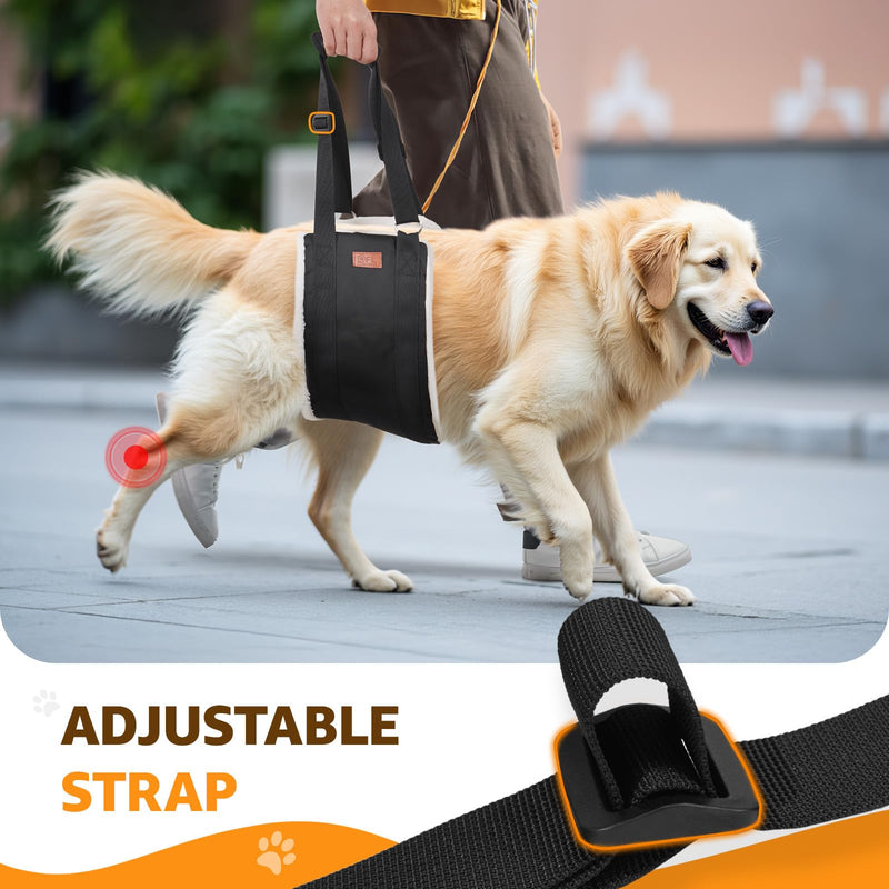 Adjustable Dog Lift Harness, Dog Sling for Large Dogs Lift Support and Rehab Harness for Weak Rear Legs, Soft Hind Leg Support Helps Senior, Injured,Disabled and After ACL Surgery Dogs(Black,X-Large) Black X-Large