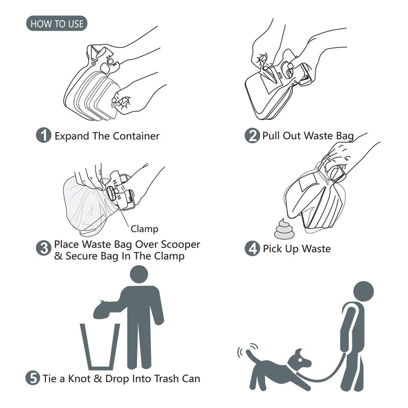 Pooper Scooper, Portable and Handheld Size for Walking Large and Small Dogs Outside Yard or Travel Outdoors, Pup Poop Scoop with Container and 30pcs Pet Waste Bag Attachment Clover Green - PawsPlanet Australia
