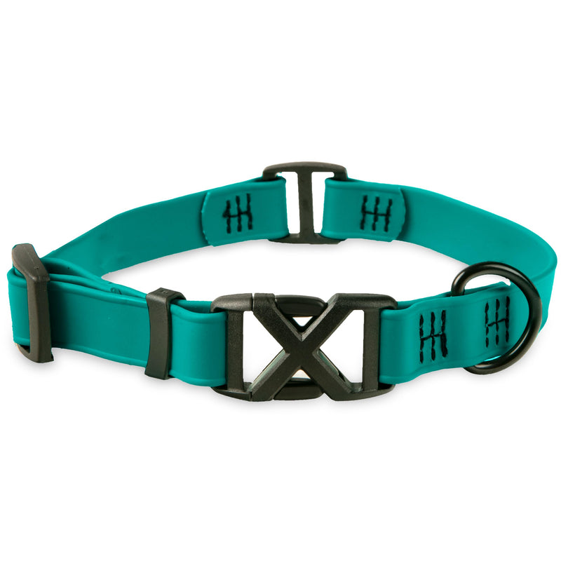DogTraxs - Light Duty Dog Collar - Biothane Dog Collar - for Large Dogs - Waterproof & Odor Resistant - Quick Release Plastic Buckle Style - Made in USA - 1" W x 19-22" L – Teal Large - 1" W x 19-22" L
