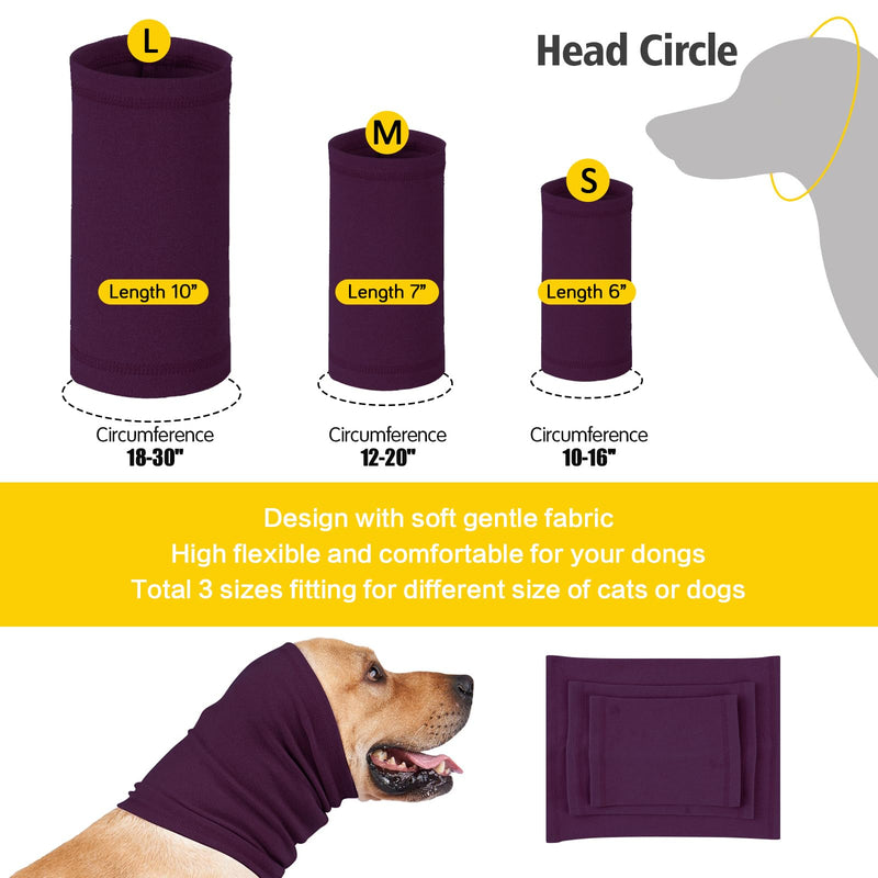 Calming Dog Ear Covers for Noise Protection - Headband for Anxiety Relief, Noise Canceling for Fireworks, Thunderstorms - Grooming Aid (Purple, L) Purple