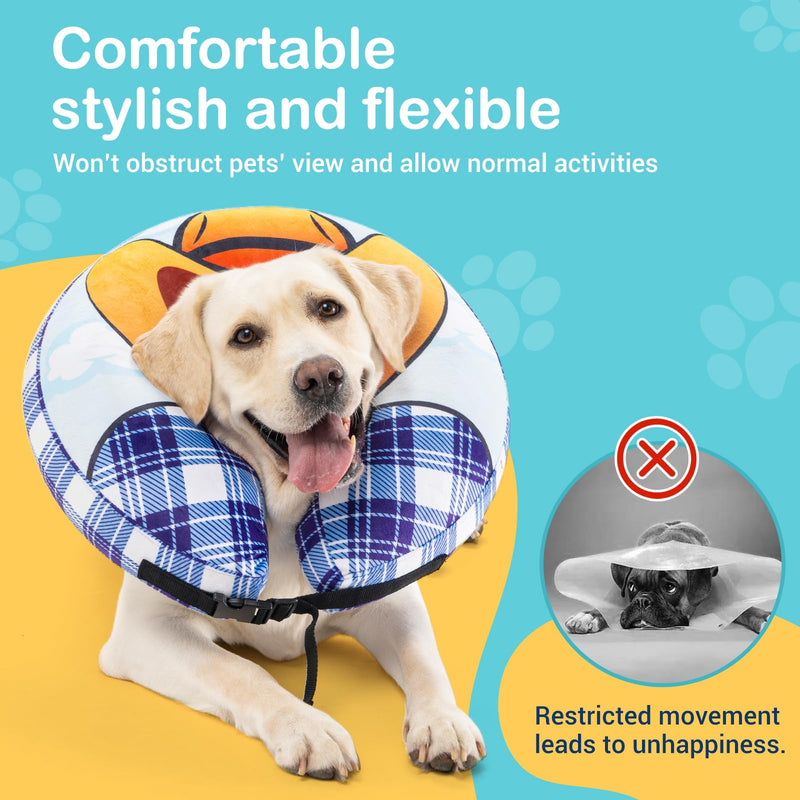 Avont Inflatable Dog Cone Collar After Surgery, Soft Dog Donut Collar to Stop Licking, E Collar Cone Alternative for Small Medium Large Dogs -Cowboy(L) Cowboy - PawsPlanet Australia