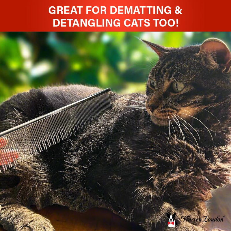 Warren London Carding Pro XL Comb 9in | Copper Grooming Comb with Dual-Length Teeth | Removes Undercoat, Loose Fur, and Dander | Groom like a Professional - PawsPlanet Australia