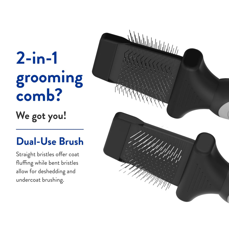 WAHL Professional Animal Double-Sided Flex Slicker Brush for Dogs & Cats (#858478) - Durable Pin Brush for Long-Haired Breeds like Bichon Frises & Collies - Ergonomic Black & Gray Grooming Tool - PawsPlanet Australia