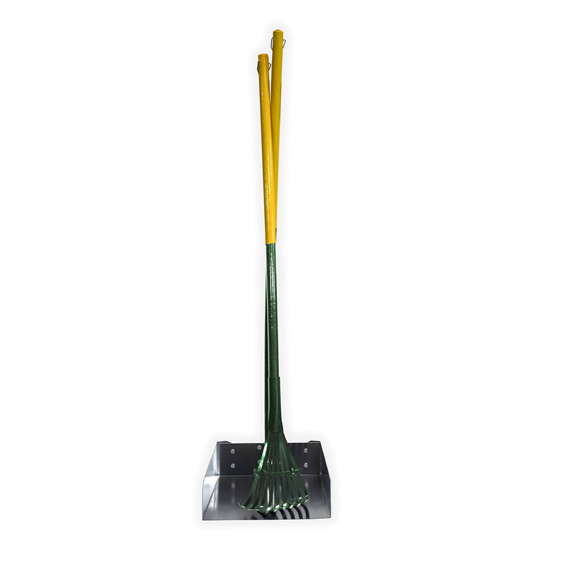 Four Paws Stainless Steel Long-Handled Dog Pooper Scooper Rake & Pan 2 Piece Set, Pet Waste Pickup Tool, 38" x 10" Rake & Pan Set Large, 9.5" x 10" x 38" - PawsPlanet Australia