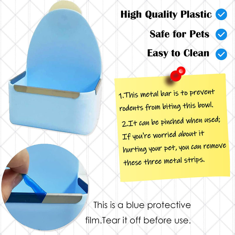 kathson Food and Water Bowl Cage Feeder for Rabbits Dish Feeder Removable Hanging Spill Proof Anti Bite for Rabbit, Guinea Pig, Chinchilla, Hamster, Ferret (Blue) Blue - PawsPlanet Australia