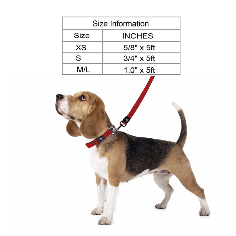 Kruz Premier 5ft Dog Mesh Leash - KZA1160-14S - Lightweight, Breathable, Comfort Puffy Mesh Leash - Secure Dual-Layered Tangle-Free Mesh Lead for Dog Walking, Running, Training - Red - 3/4" x 5 FT Medium: 3/4" x 5 FT - PawsPlanet Australia