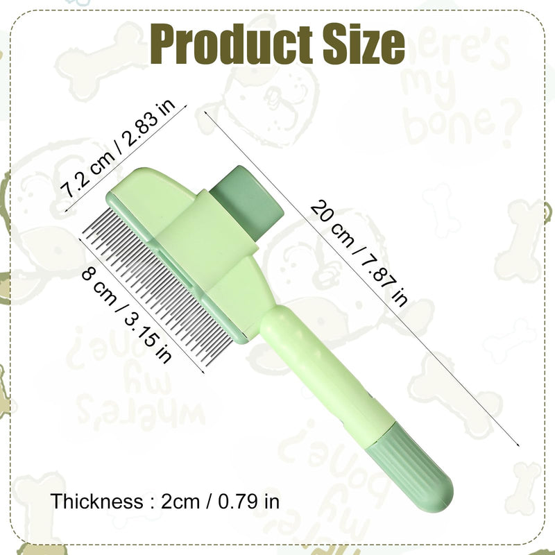 Pet Hair Clean Comb, Cat Hair Brush with Release Button Deshedding Cat Grooming Brush for Short & Long Hair Pet Dog Cleaning Loose & Knots Fur Cat Grooming Supplies(Green) - PawsPlanet Australia