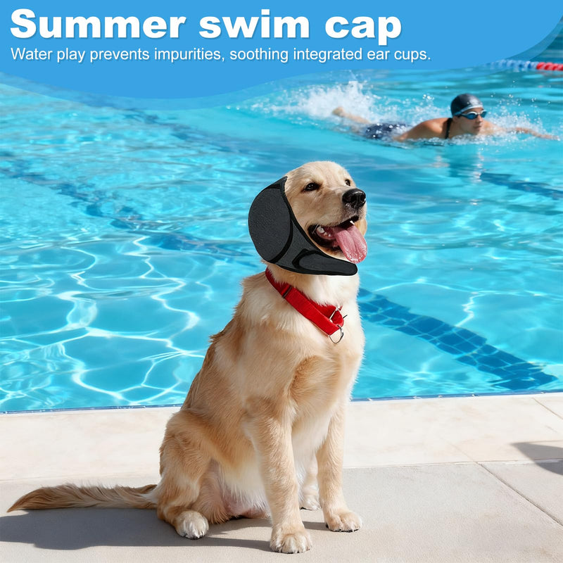 Dog Ears Cover, Dog Swim Ear Covers for Grooming, Bathing, Waterproof Adjustable Pet Shower Wrap Noise Protection for Blow Drying Sleep Help Headband(M)
