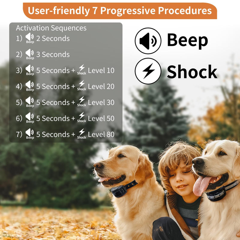 PetJoy Bark Collar for Dogs, Anti Barking Shock Collar, No Bark Collars for Small Medium Large Dogs, with Beep & Shock (from 3rd to 7th Activation) - 2 Pack - PawsPlanet Australia