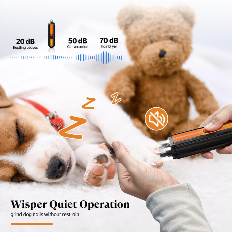 YABIFE 4-Lights Dog Nail Grinder, Easy Quick Locate Dog Nail Trimmers, for Puppy Paw Toenails or Pets from Small, Medium to Large, with Travel Lock, Whisper Quiet, Heavy Duty 3 Speeds D - Black - PawsPlanet Australia