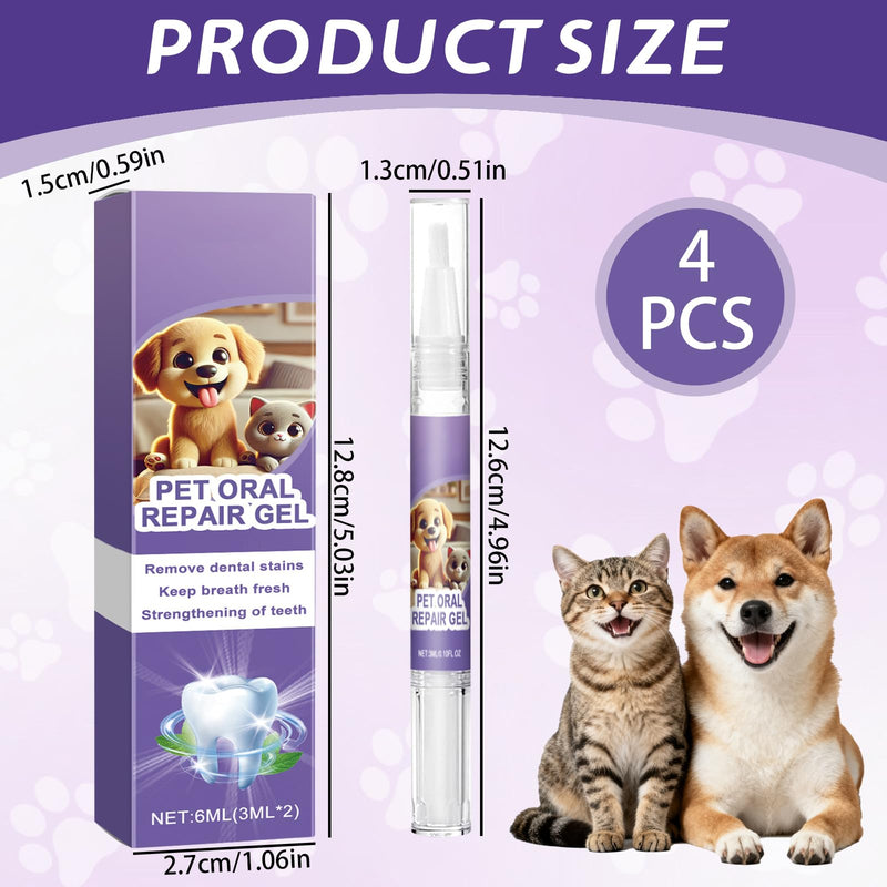 Pack of 4 Toothbrush Pens for Dental Care Dogs and Dental Care Cats, Gel for Oral Care of Pets, Teeth Cleaning Pen for Pets, Brush Your Teeth