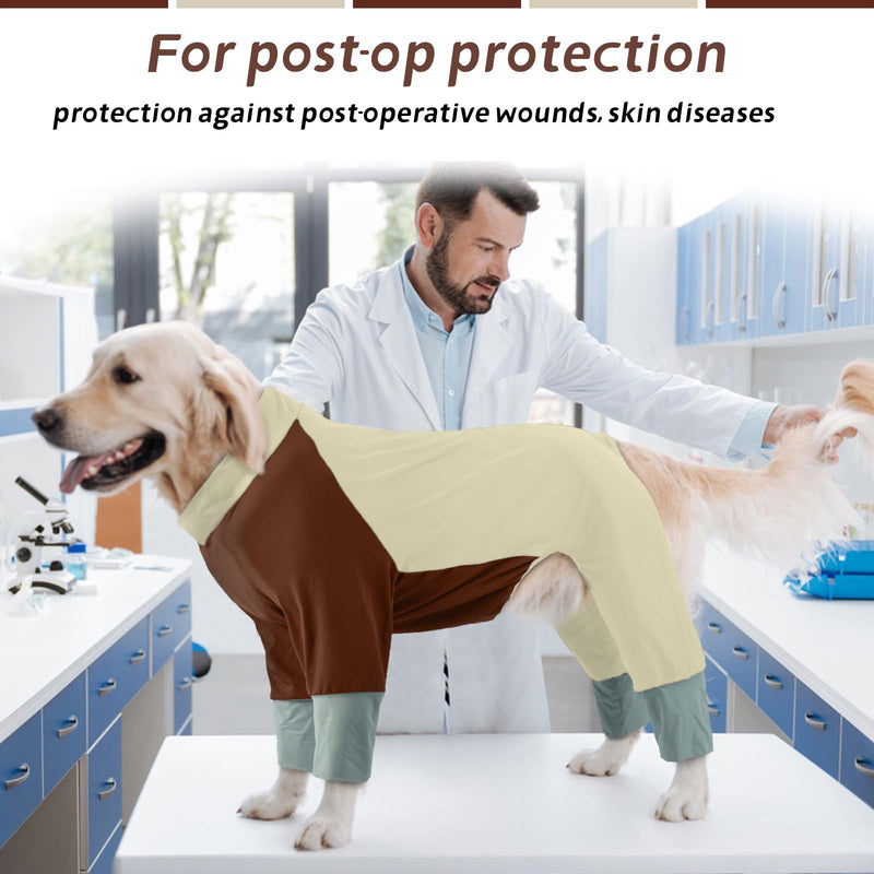 Lightweight Dog Onesie for Summer, Cool Breathable Four-Leg Pollen Protection Suit, UV Sun Protection & Mud Dirt Proof Suit, Protective Full Body Clothing for Medium Large Dogs, Beige L
