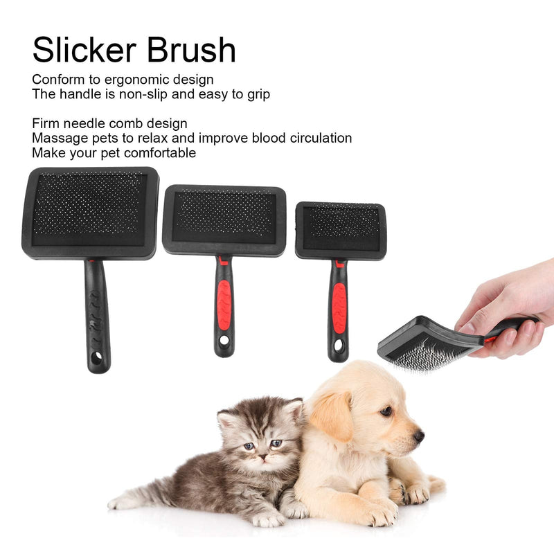 3 Pcs Cat Slicker Brush, Portable Cat Dog Slicker Brush Pet Cat Grooming Brush Massage Comb Set Accessory Easy to Use for Long Short Haired Dogs Cats - PawsPlanet Australia