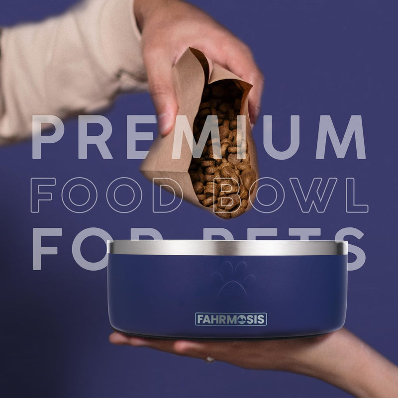 32 Oz Dog Bowl with Slow Feeder Insert - Stainless Steel Pet Bowl - Non Slip Dog Bowls - Silicone Slow Feeder - Pet Feeders Bowl - Ideal for Medium Dogs - Pet Bowl Set - Navy Blue 32 OZ - PawsPlanet Australia