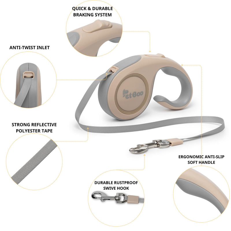 Retractable Dog Leash with Anti-Slip Handle, 360° Tangle-Free Leash, Reflective Dog Leash,16 ft Heavy Duty Dog Leash for Small, Medium, Large Dog, One-Handed Lock, Pause, Block (Orange) Orange - PawsPlanet Australia