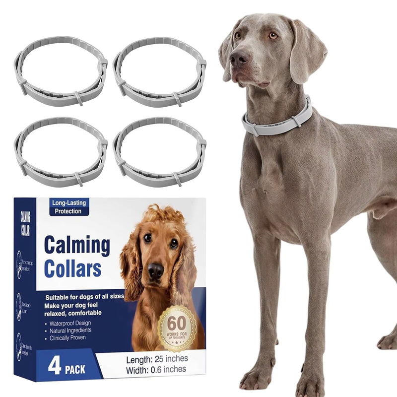 Calming Collar for Dogs 4-Pack that Lasts 60 Days | Pheromone Dog Calming Collar for Anxiety, Stress & Separation | Waterproof Adjustable 25 Inch for Small Medium Large Dogs