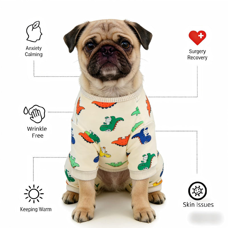 Dog Pajamas for Small Dogs,Dog Surgery Recovery Suit,L | Anxiety Calming,Sensitive Skin,Easy Potty,Shedding Control,Outdoor Protection,Machine Washable,Soft,Stretchy,Durable Dinosaur Large(7.5-13lbs)
