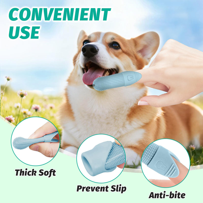 2 Pcs Silicone Finger Toothbrush for Dogs, 360° Flexible Control & Gentle Safe Cleaning, Effortless Plaque Removal for Hard-to-Reach Molars & Daily Oral Hygiene, Perfect for Dogs & Cat