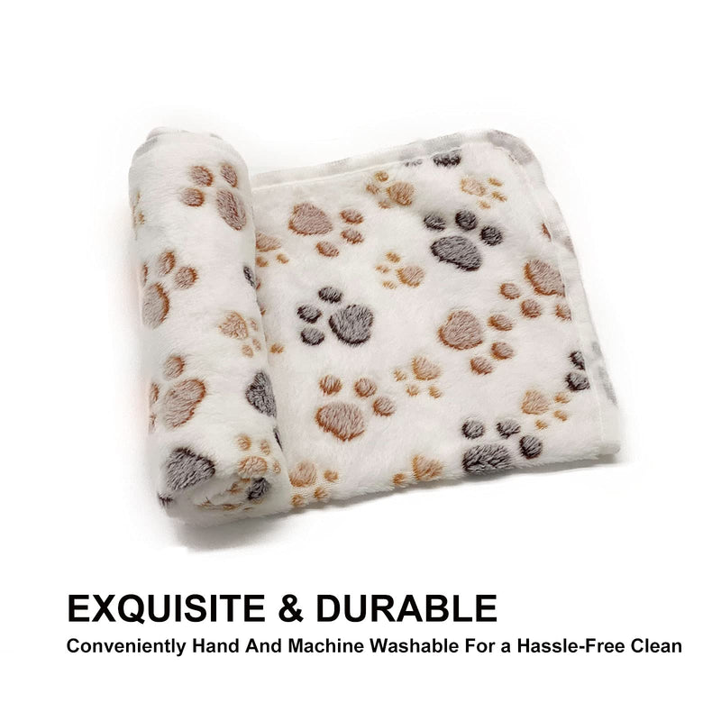 SORKUT 1 Pack 3 Puppy Dog Blankets Super Soft Warm Sleep Mat Fluffy Premium Fleece Pet Blanket Flannel Throw for Dog Puppy Cat - Paw Print Beige/Pink/Brown Large(40"x30") Large(40"x30") - PawsPlanet Australia