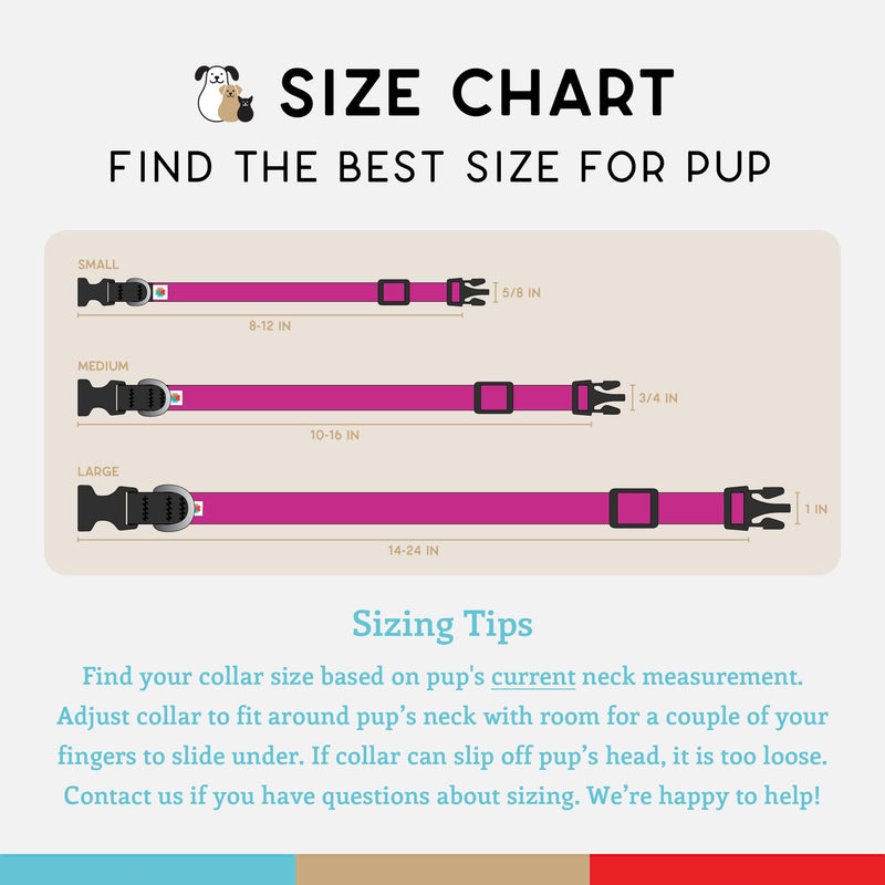 Dog Collar, Lightweight, Heavy Duty Dog Collar with Buckle, Fabric Pet Collar, Breathable & Adjustable Puppy Collar, for Large Dogs (Fuchsia, Large - 14-24 Inch) - Wildebeest Large (14-24 Inch) Fuchsia - PawsPlanet Australia
