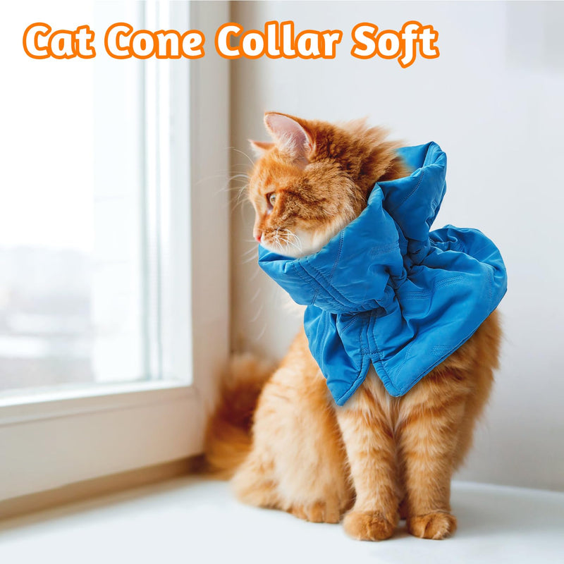 PINVNBY Cat Cone Collar Soft, Cat Recovery Collar Adjustable Elizabethan Cat Cone to Stop Licking and Scratching Foldable Water Resistant Neck Cone for Cats with Drawstring Design Not Block Vision（M） - PawsPlanet Australia