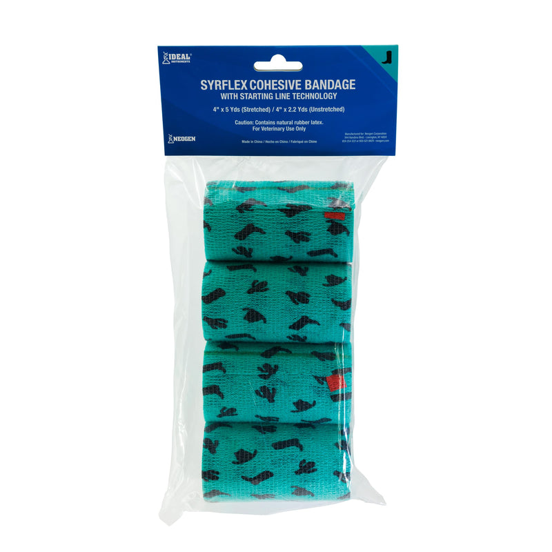 Syrflex Cohesive Bandage 4” Teal Boot and Cactus 4pk 4" - PawsPlanet Australia