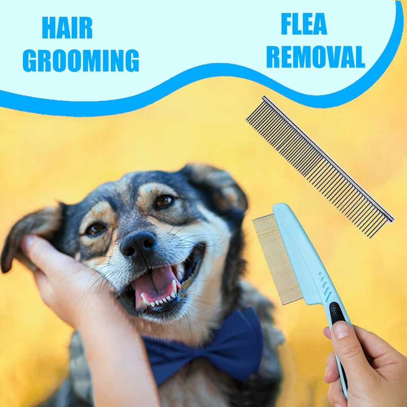 Dog Brush Grooming Kit 5PCS - Dog Brush for Shedding,Puppy Brush and Flea Comb for Dogs, Slicker Brush Comb and Dog Hair Brush Set Blue, Grooming at Home or Travel B-Blue 5 Kits - PawsPlanet Australia