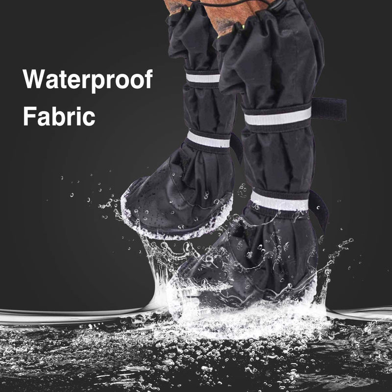 4 PCS Dog Boots Waterproof Dog Shoes with Reflective, Anti-Slip Pet Paw Protectors for Snowy, Rainy and Hot Pavement, Black, Small #2 - PawsPlanet Australia