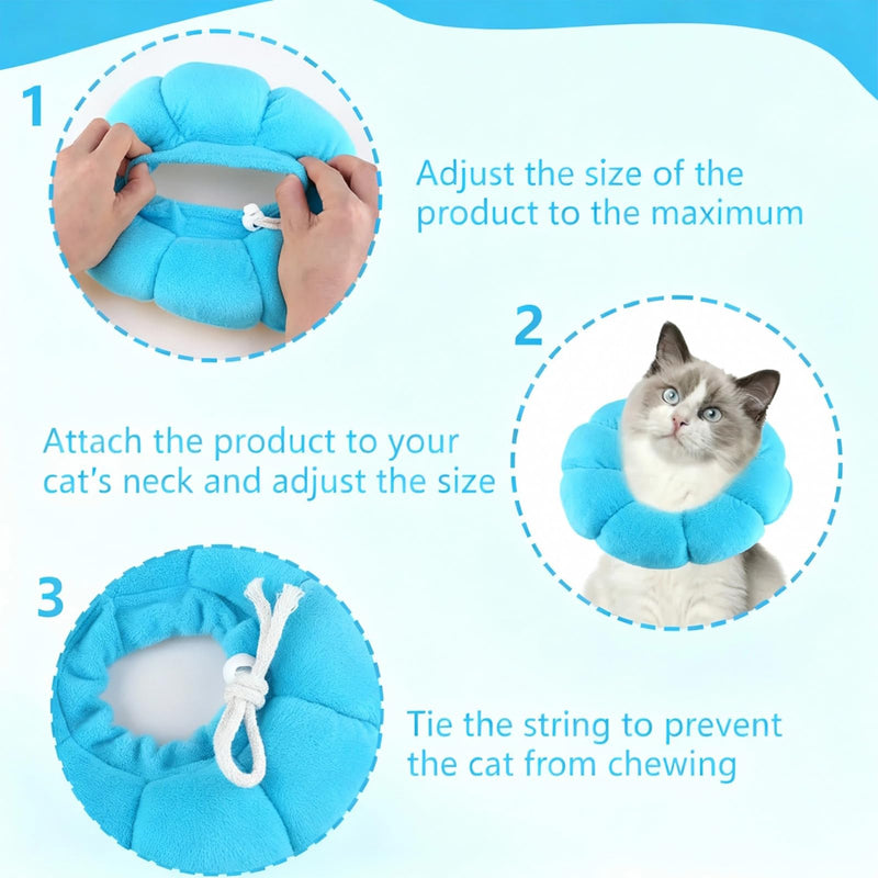 Pieces Cat Collar, Anti Licking Adjustable Cat Collar Cotton Suede Breathable Soft and Comfortable Protective Collar for Cats Sunflowers Soft Neck for Small