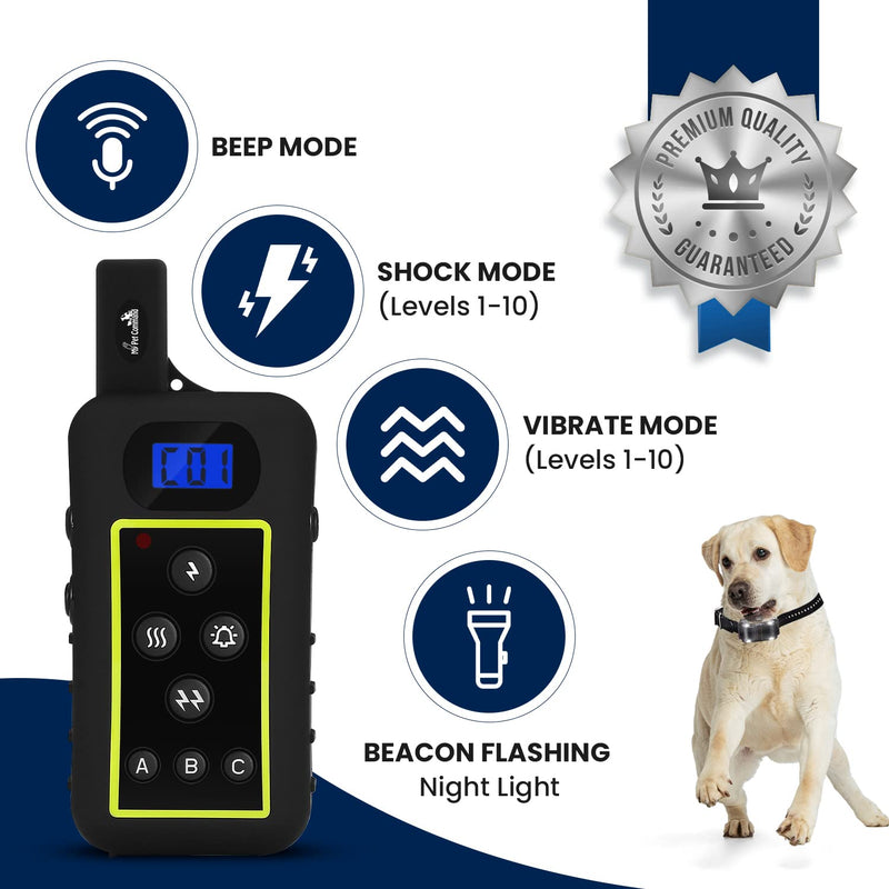 My Pet Command 1.25 Mile (6600 Ft) Dog Training Extra Remote Safe Dog Shock Collar Shock, Vibrate, Tone and Flashing Beacon Lights Waterproof Rechargeable Dog Hunting add Up to 3 Collars Extra Remote Only - PawsPlanet Australia