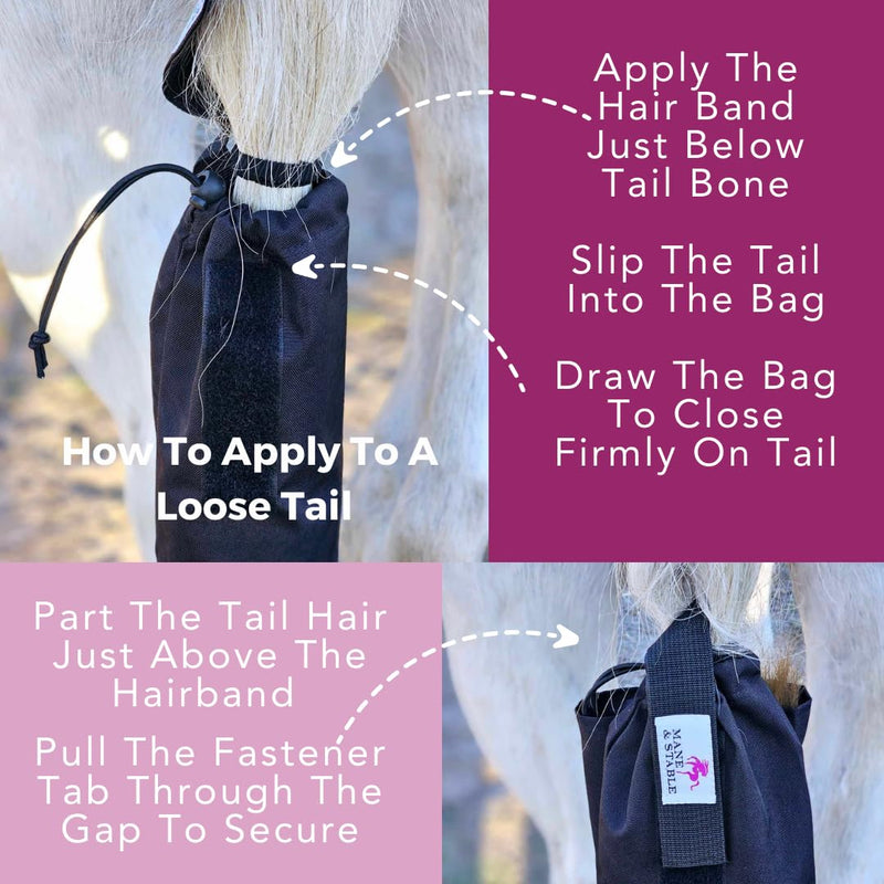 MANE & STABLE Premium Waterproof Horse Tail Bag - Adjustable Protective Slip On Horse Tail Wrap - Quick Release Tail Guard for Braided Or Loose Horse Tails. 31.5 Inches Long. Black - PawsPlanet Australia