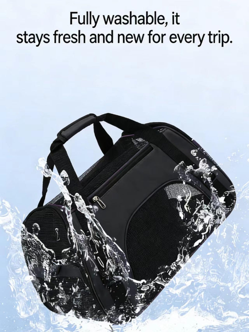 Breathable Pet Carrier Bag for Small/Medium Dogs & Cats, Portable Travel Pet Handbag with Mesh Windows, Waterproof Oxford Fabric Pet Carrier with Adjustable Shoulder Strap (Black) Black