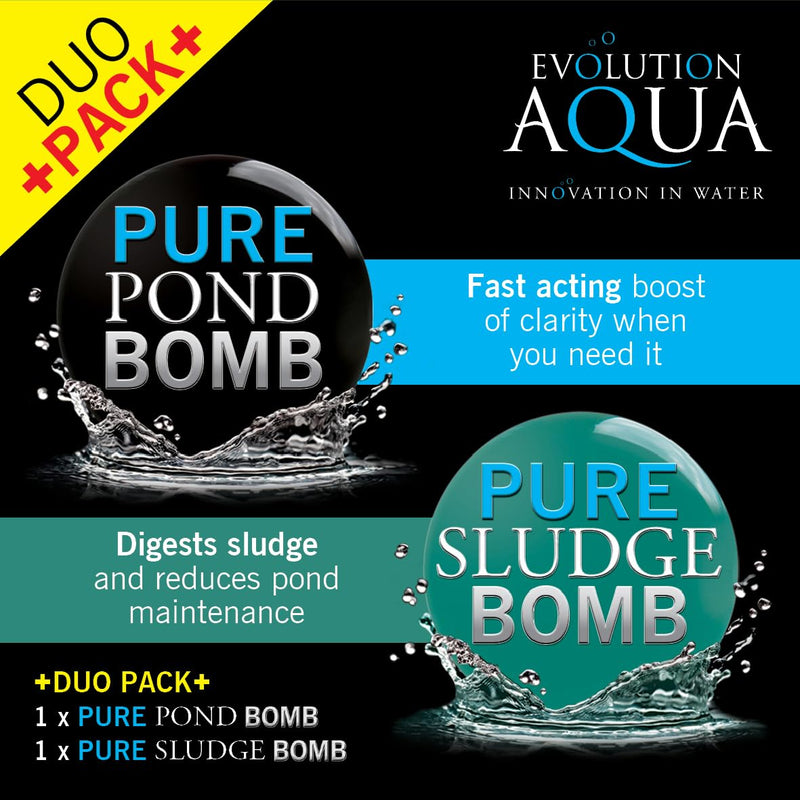 Evolution Aqua Pure Duo Pack Pond Bomb & Sludge Bomb Pond Clear Water Treatment Pond Sludge Remover - Duo Value Pack Offers Complete Natural Pond Water Treatment for Fish Ponds - PawsPlanet Australia