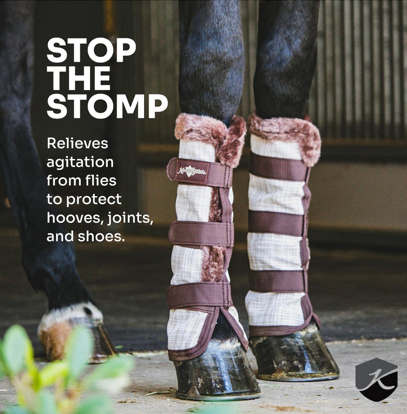 Kensington KPP Miniature Horse Fly Boots - Fly Pony Horse Boots Perfect for Equine Leg Wraps and Maximum Horse Fly Protection Deluxe Black Plaid - PawsPlanet Australia