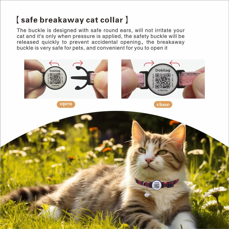 Cat Collar with Pet ID Tag,Breakaway Cat Collar QR Code Tag, Personalized Cat Collar, Cute Kitty Collar with Bells,Pet Online Profile-Scan QR Receive Instant Pet Location Alert Email (Blue) Blue - PawsPlanet Australia