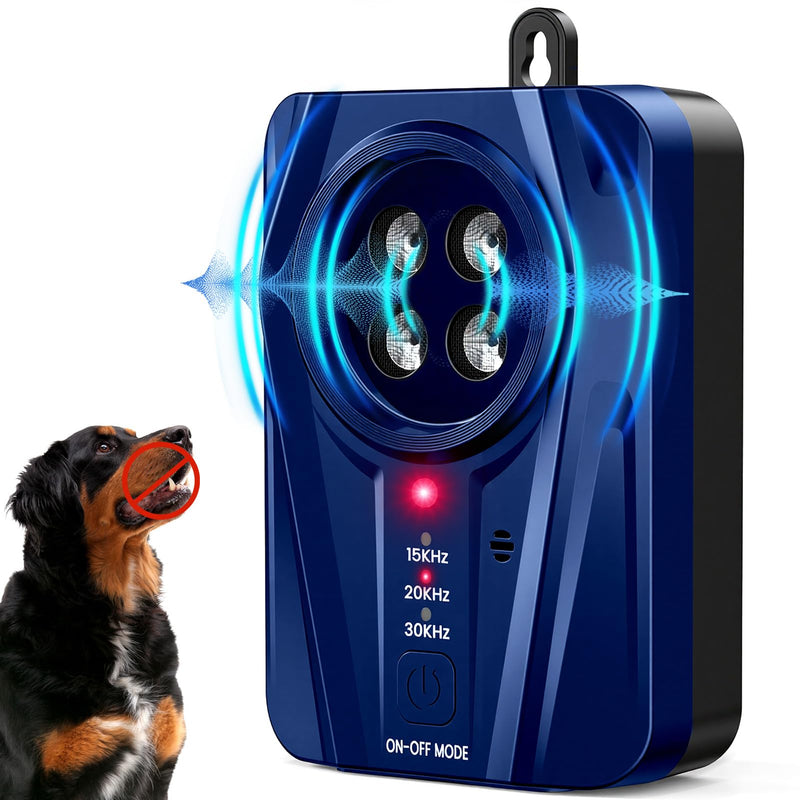 Dog Bark Deterrent Devices, Automatic Anti Barking Device with 4 Ultrasonic Transmitters Long Range 50FT, 3 Mode Rechargble Barking Control Devices, Effective Stop Bark Box Outdoor & Indoor