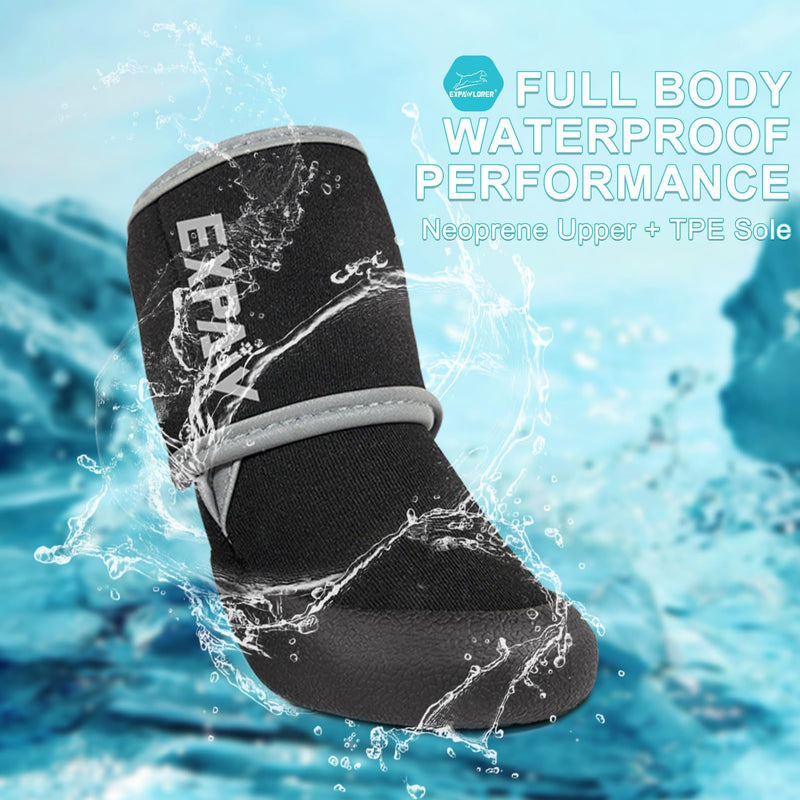 EXPAWLORER Waterproof Dog Shoes for Small Medium Large Dogs, Dog Shoes for Hot Pavement, Hiking Walking, Reflective Dog Booties for Outdoor Snow Rain Days, Anti-Slip Dog Boots & Paw Protectors Black M - PawsPlanet Australia