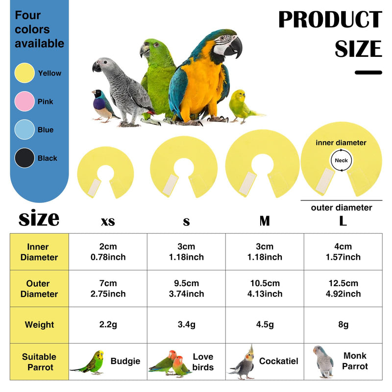 4Pack Bird Cone Collar, Anti-Grab Feather Plucking Wound Healing Safety Elizabethan Collar, Protective Recovery Cones for Budgerigar Cockatiel Lovebirds Cockatoo Parrots (XS) XS - PawsPlanet Australia
