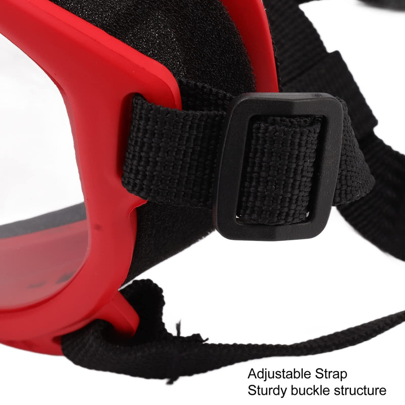 VBESTLIFE Dog Goggles, Windproof Ultraviolet Proof Dustproof Strap Dog Sunglasses for Large Breed Red Frame and Transparent Goggles