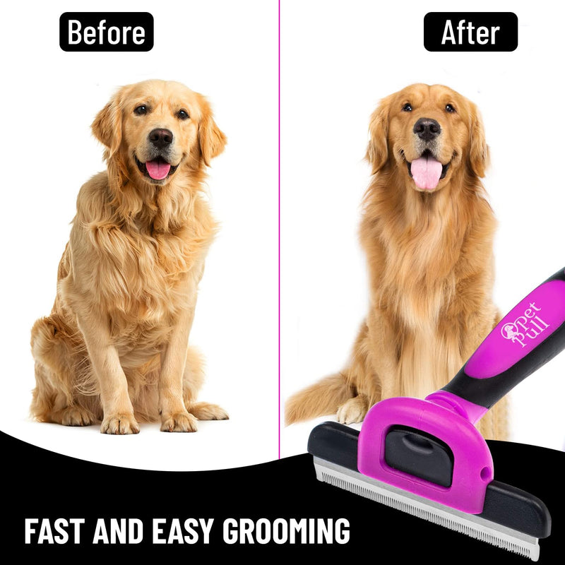 Deshedding and Grooming Tool - Stainless Steel Knot Detangler Comb for Dogs & Cats, Reduces Shedding by 95% (Pink) Pink - PawsPlanet Australia