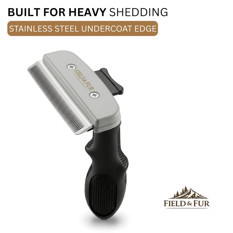 Field & Fur Dog Deshedding Tool, Undercoat Brush for Dogs & Cats, Removes Loose Fur, One-Click Release, Heavy Shedding Grooming Tool for Goldendoodles, Long Hair & Double Coats - PawsPlanet Australia