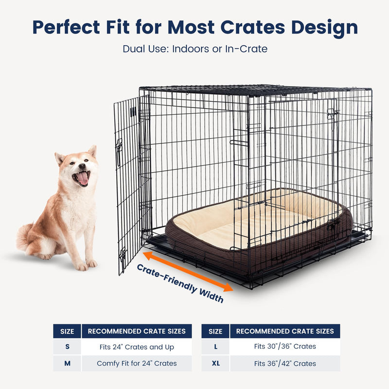 Orthopedic Dog Bed Small Washable, Egg Crate Foam Cat Bed for Senior Cat,Oval Kennel Bed, Pet Couch Bed with Four Sided Bolster, Removable Washable Cover Non-Slip Bottom, Brown S (20" x 16" x 5") - PawsPlanet Australia