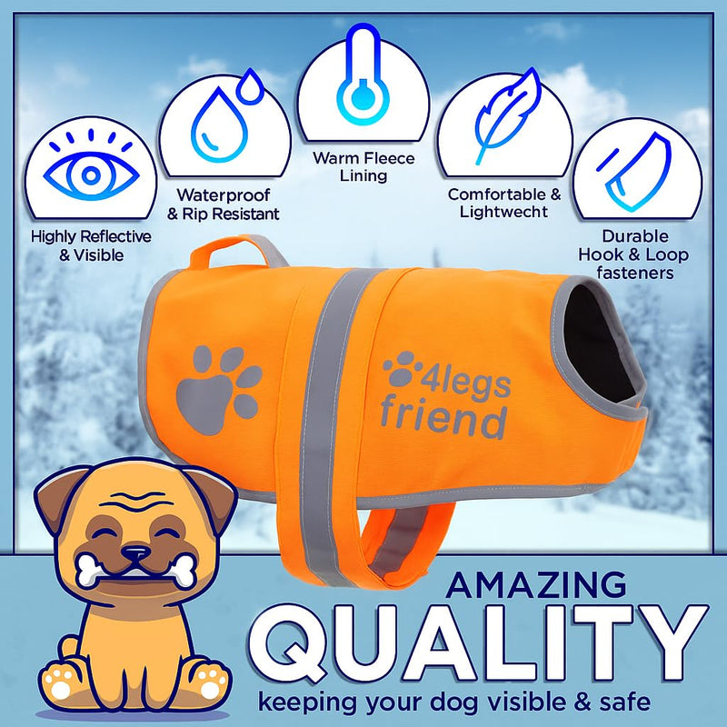Safety Yellow Reflective Lightweight Fleece Vest with Leash Hole 5 Sizes - High Visibility Coat for Outdoor Activity Day and Night, Keep Your Dog Visible, Safe from Cars & Hunting Accidents Small