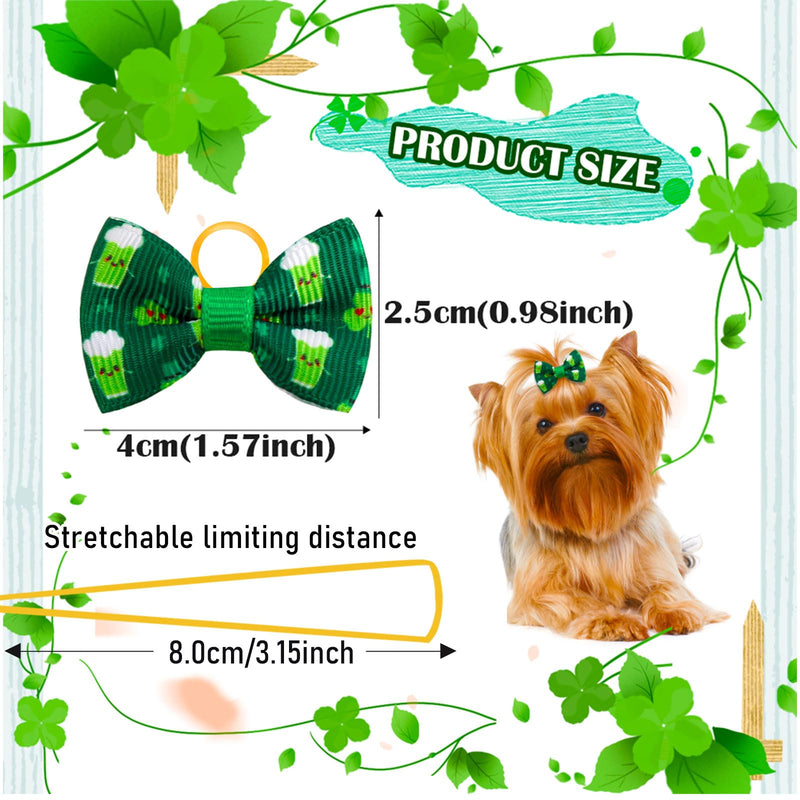 80pcs St.Patrick's Day Dog Bows, Holiday Pet Dog Hair Grooming Bows with Rubber Bands, St.Patrick's Day Green Lucky Clover Element Dog Hair Bows for Dog Puppy Yorkie Hair Accessories - PawsPlanet Australia