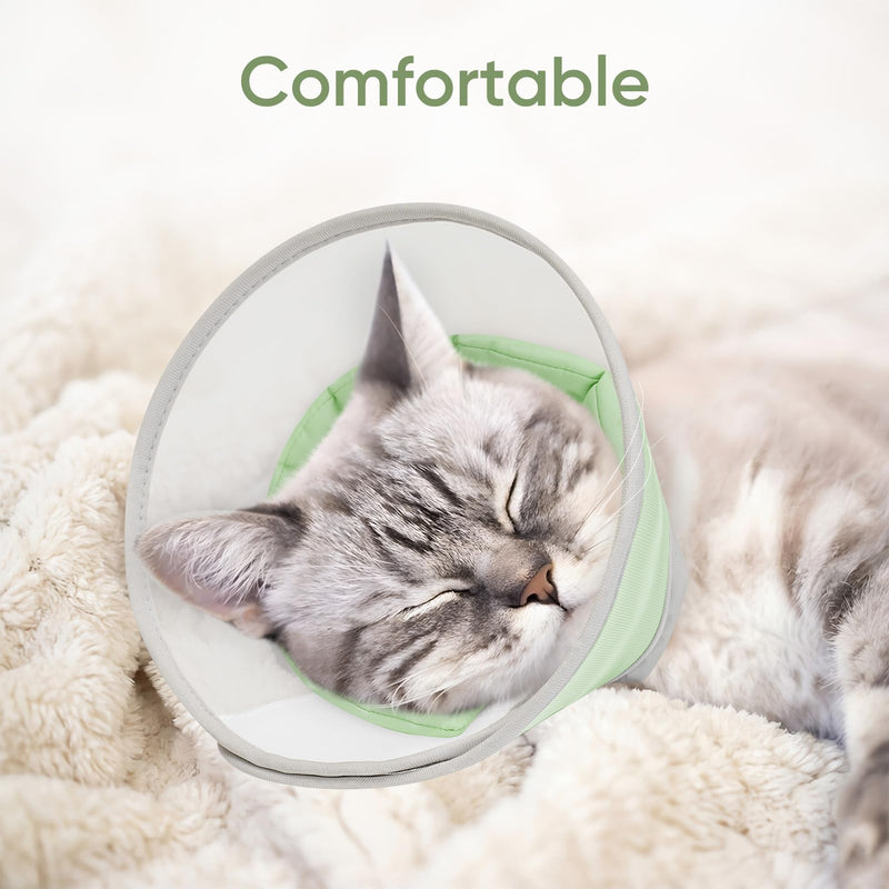 Supet Soft Cat Cone Collar to Stop Licking, Breathable Mesh Cone with Waterproof Liner Recovery Collar, for Kitten, Comfortable Elizabethan Alternative for Spay Neuter Grooming (M) Green M