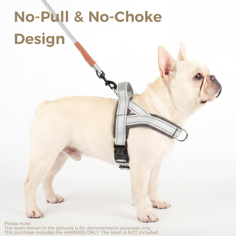 No Pull Dog Harness with Handle, Corgi Adjustable Reflective Dog Vest, Breathable Air Mesh Padded Pet Harness with Front Leash Clip for Small Medium Dogs, Light Grey, XL X-Large - PawsPlanet Australia