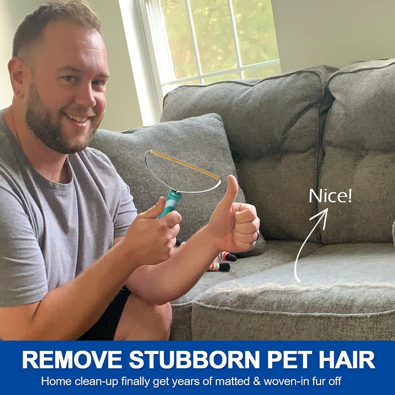 Dog Cat Hair Remover for Deep Cleaning, Lint Cleaner Pro, Pet Fur Removal Tool, Portable Carpet Scraper Rake, Fuzz Hairball Shaver Brush for Carpet, Car Mat, Couch, Pet Bed, Furniture, Rug Green & Grey - PawsPlanet Australia