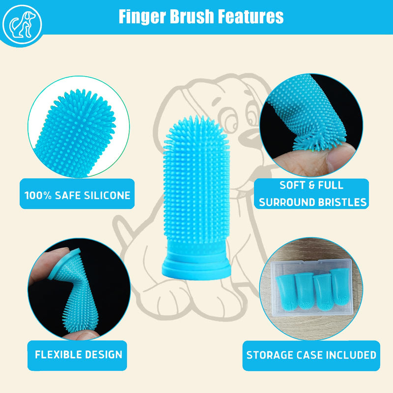 Dog Finger Toothbrush, 6Pcs Dog & Cat Toothbrush, 360º Silicone Puppy Tooth Brush, Dogs Cats Teeth Cleaning Dental Care