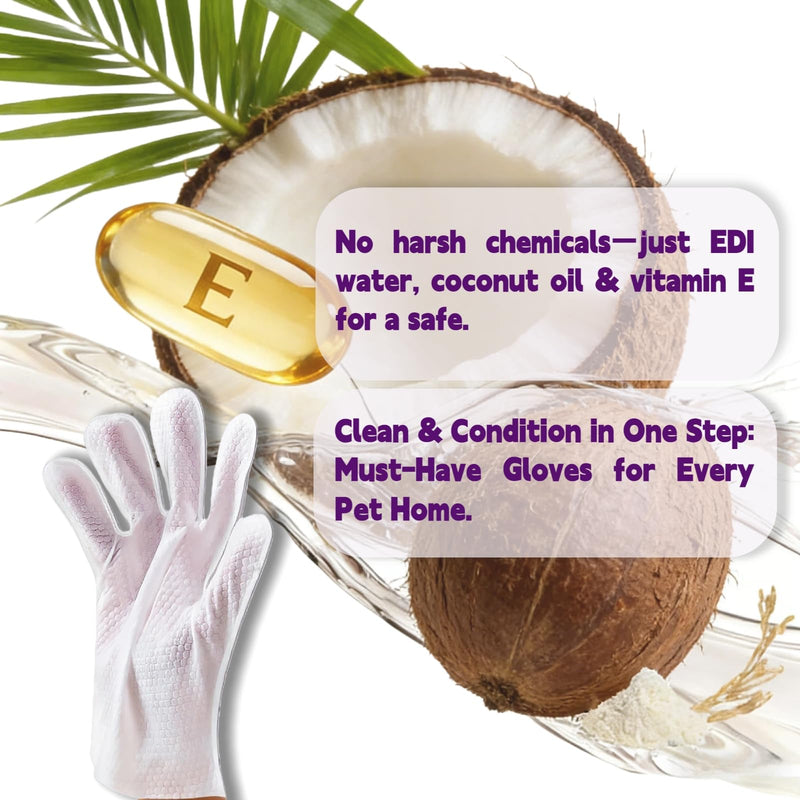 30 Pcs Pet Glove Wipes for Dogs & Cats, Extra Thick Unscented Cleaning & Deodorizing Wipes, Coconut Oil Low Sensitivity, No-Rinse Dry Cleaning for Paws, Face, Ears & Buttocks, Daily Care & Travel - PawsPlanet Australia