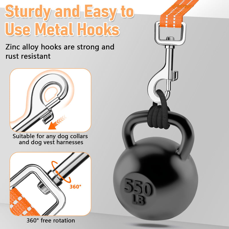 X XBEN Long Line Dog Lead, 35M/49FT Reflective and Lightweight Recall Training Lead for Dogs with Soft Padded Handle and Heavy Duty Hook, Strong Extra Long Dog Lead Leash for Large Small Puppy Dog 35M/115FT Orange